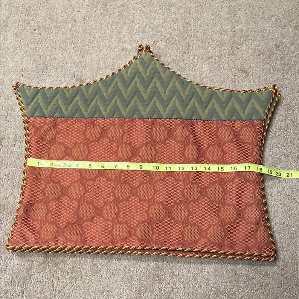 Elegant Burgundy and Green Patterned Textile Placemats Dining
